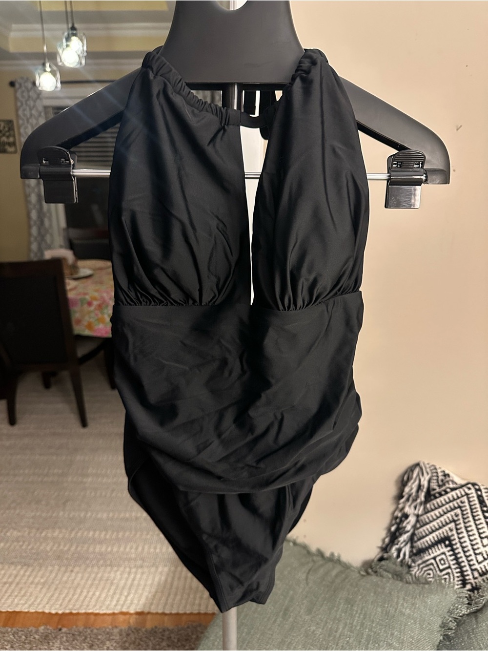 Black Halter One-Piece Swimsuit - Classic Coverage
